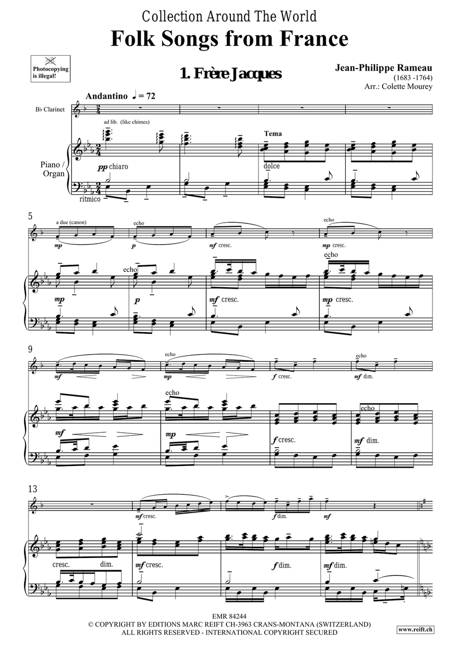 Folk Songs From France Clarinet Solo scores gallery preview page 4