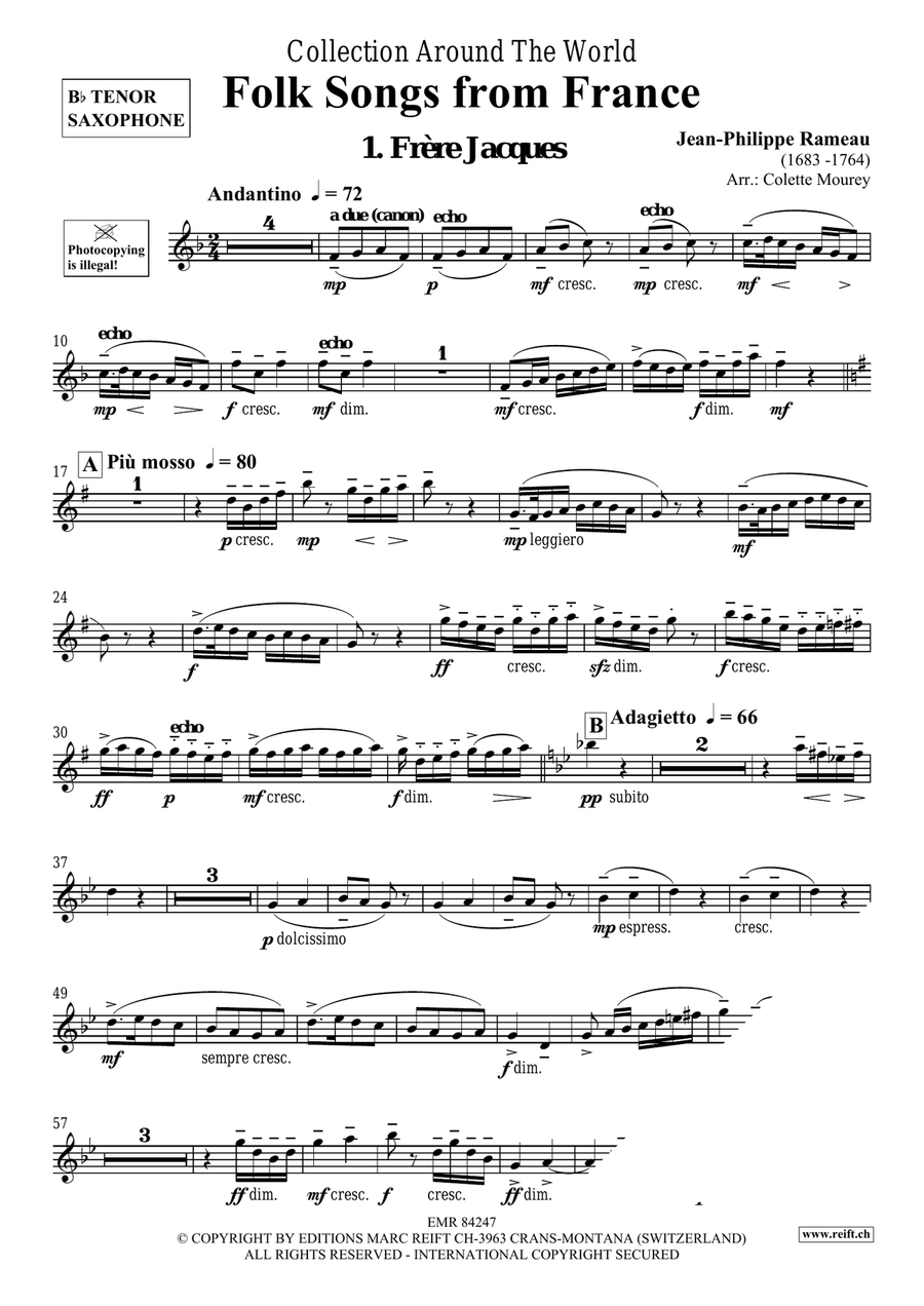Folk Songs From France Tenor Saxophone scores gallery preview page 3