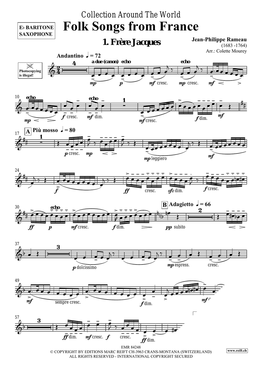 Folk Songs From France Baritone Saxophone scores gallery preview page 3