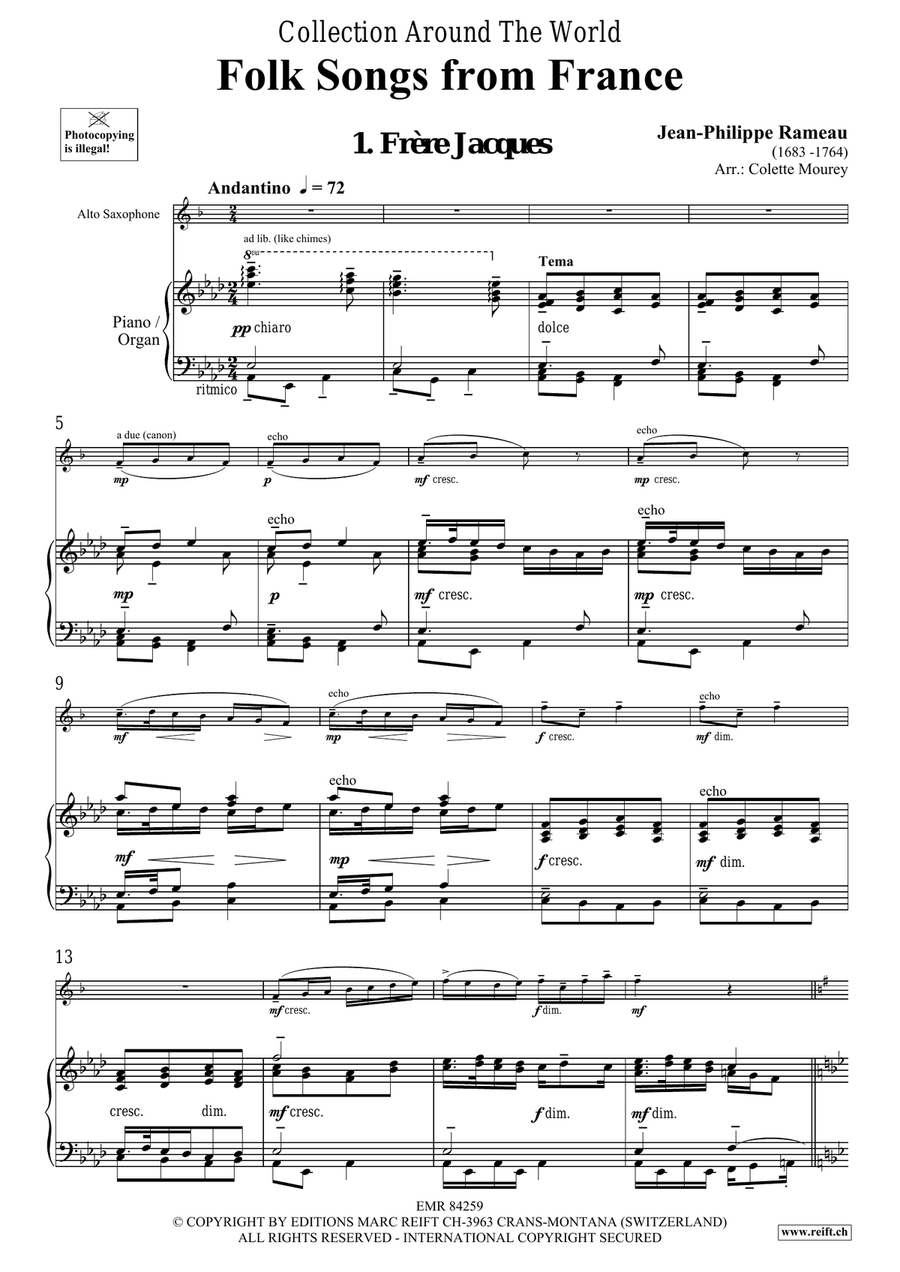 Folk Songs From France Alto Saxophone scores gallery preview page 4