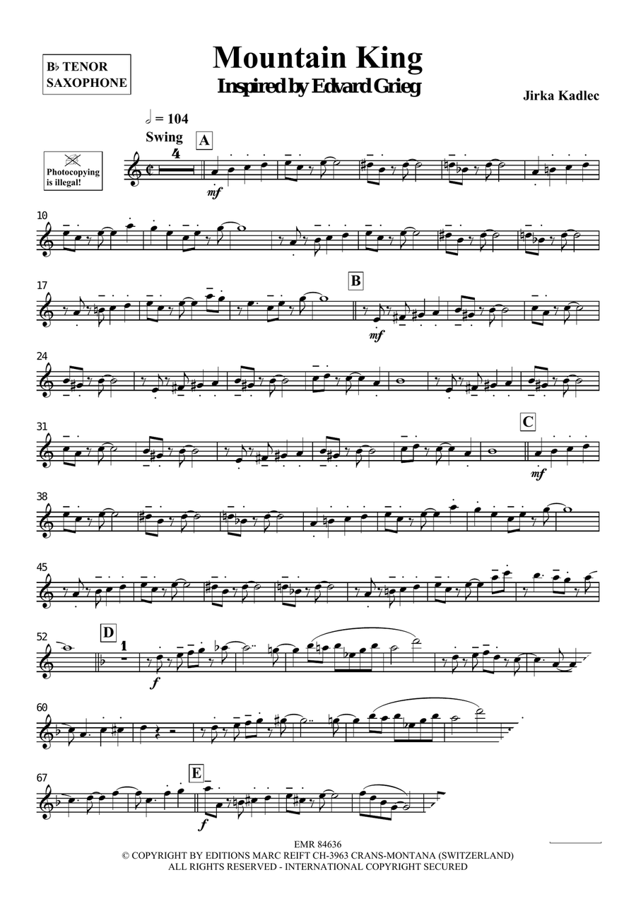 Mountain King Mountain King Tenor Saxophone scores gallery preview page 4