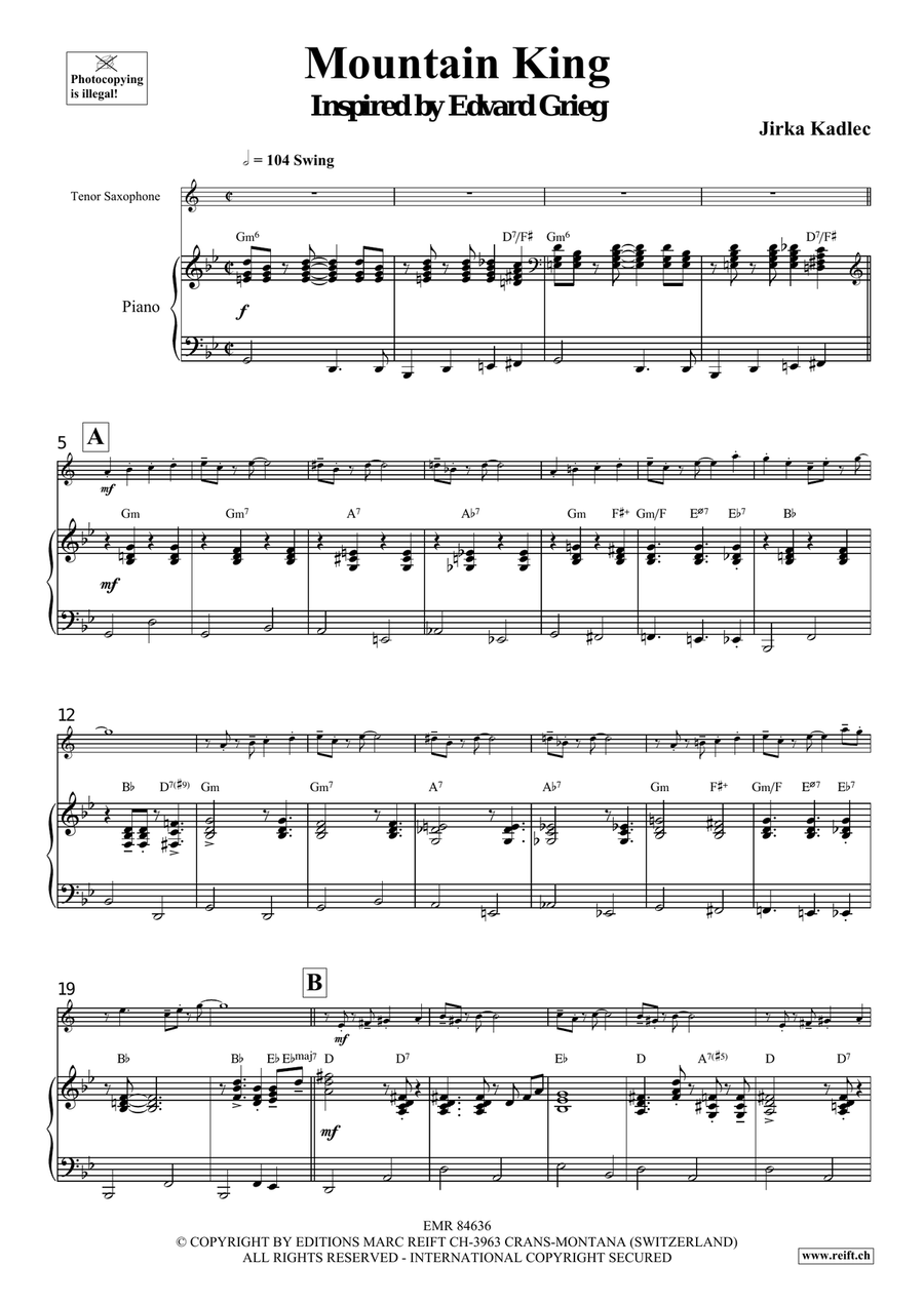 Mountain King Mountain King Tenor Saxophone scores gallery preview page 5