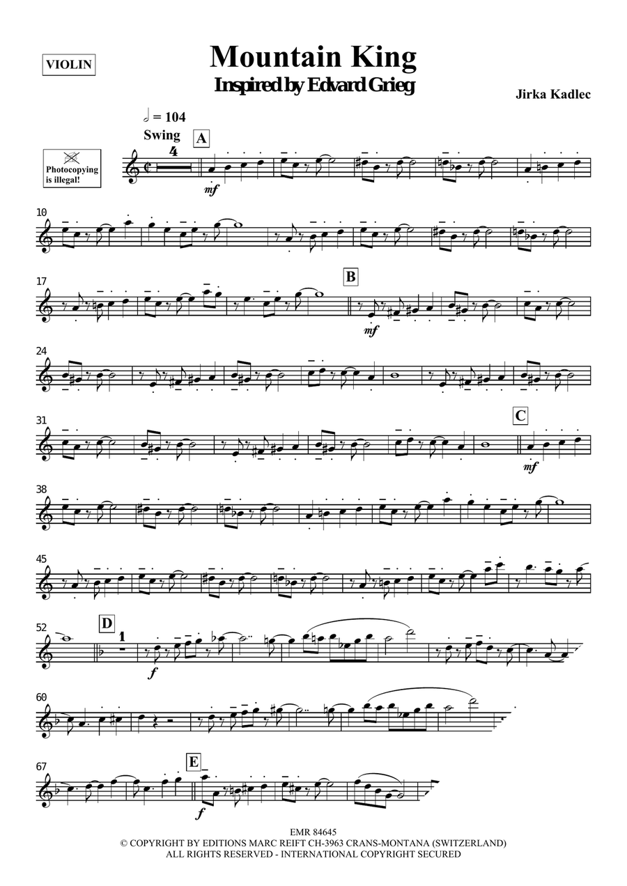 Mountain King Mountain King Violin Solo scores gallery preview page 4