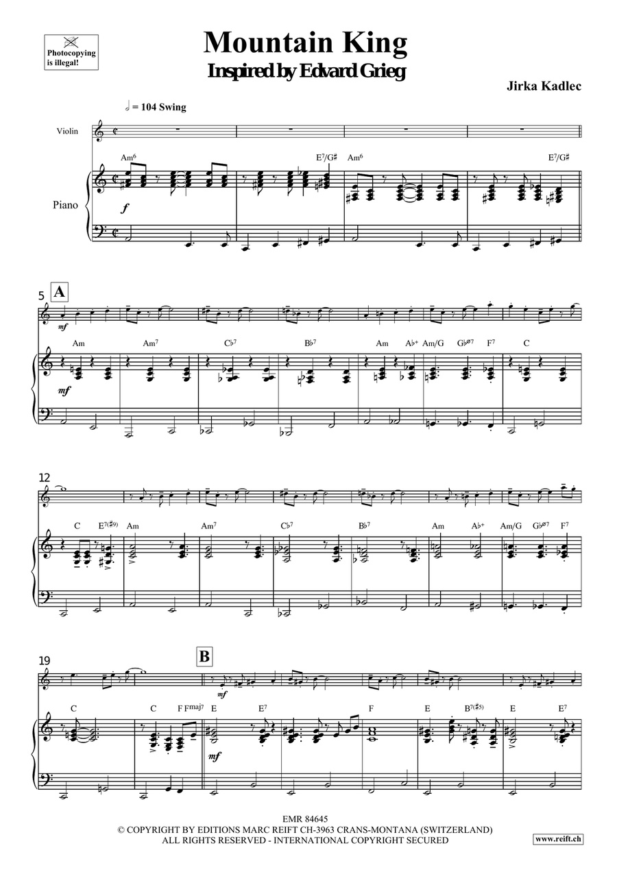 Mountain King Mountain King Violin Solo scores gallery preview page 5
