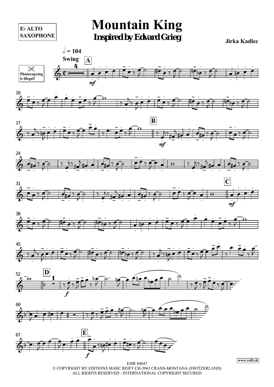 Mountain King Mountain King Alto Saxophone scores gallery preview page 4