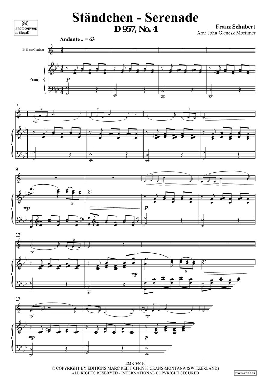 Ständchen - Serenade Ständchen - Serenade Bass Clarinet scores gallery preview page 3