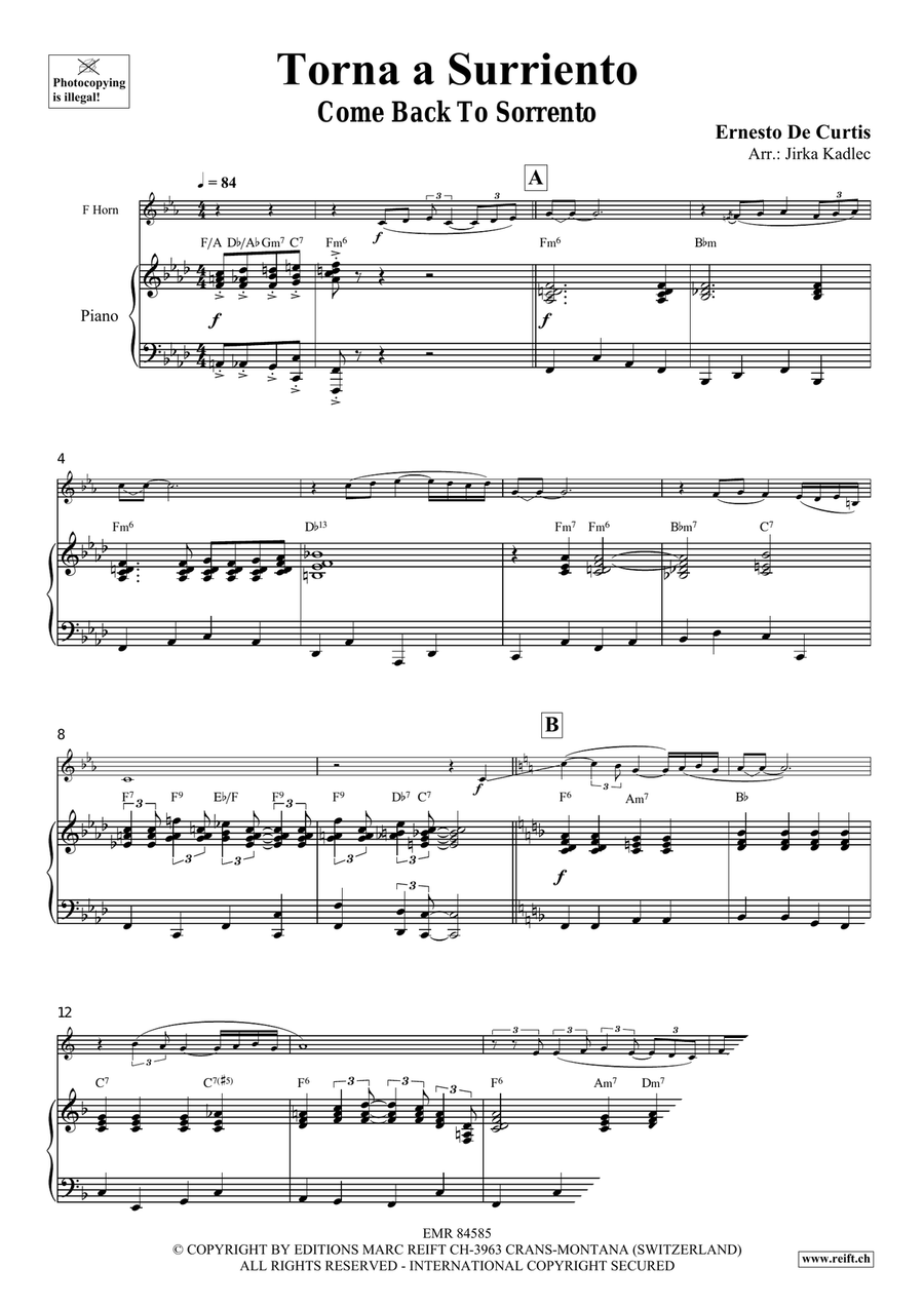 Torna a Surriento Torna a Surriento Horn scores gallery preview page 3