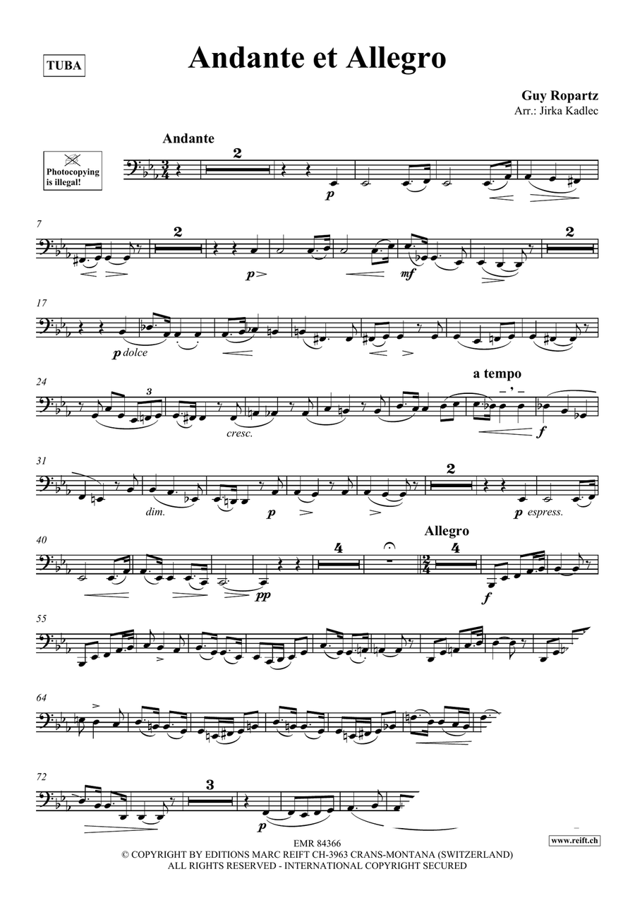 Andante et Allegro Andante et Allegro Tuba scores gallery preview page 3