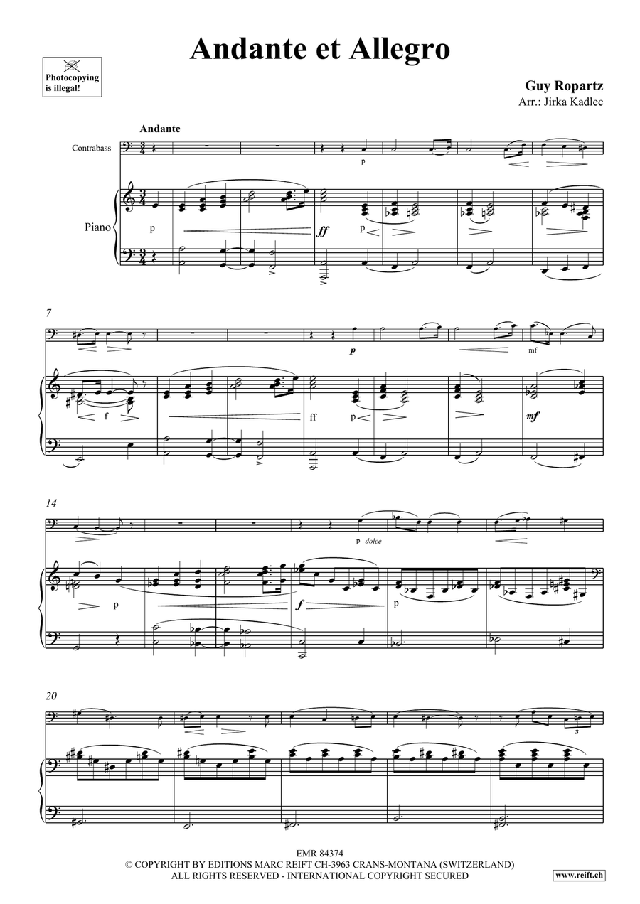 Andante et Allegro Andante et Allegro Double Bass scores gallery preview page 4