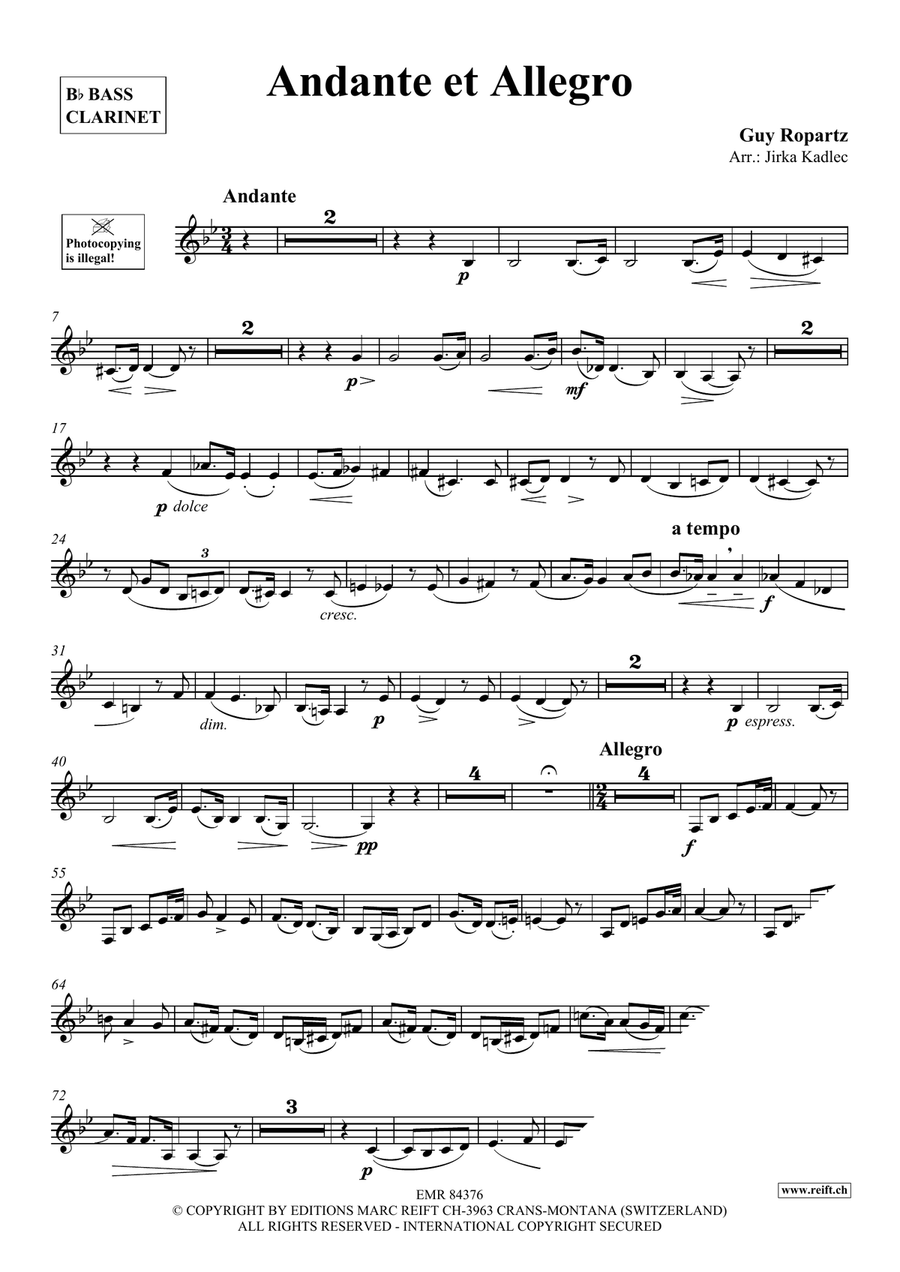 Andante et Allegro Andante et Allegro Bass Clarinet scores gallery preview page 3