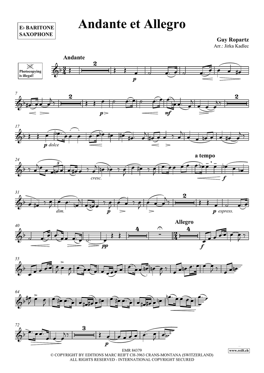 Andante et Allegro Andante et Allegro Baritone Saxophone scores gallery preview page 3