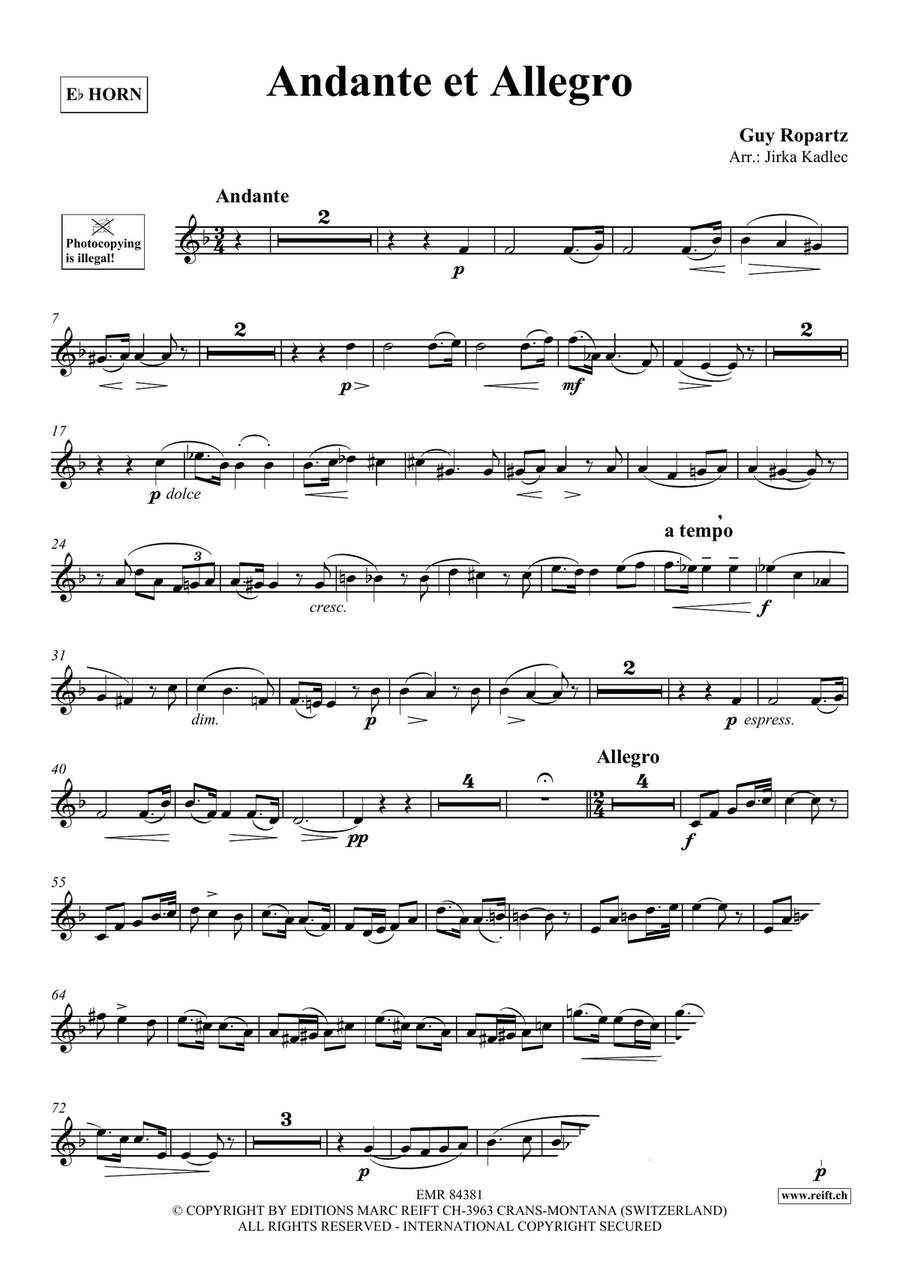 Andante et Allegro Andante et Allegro Horn scores gallery preview page 3