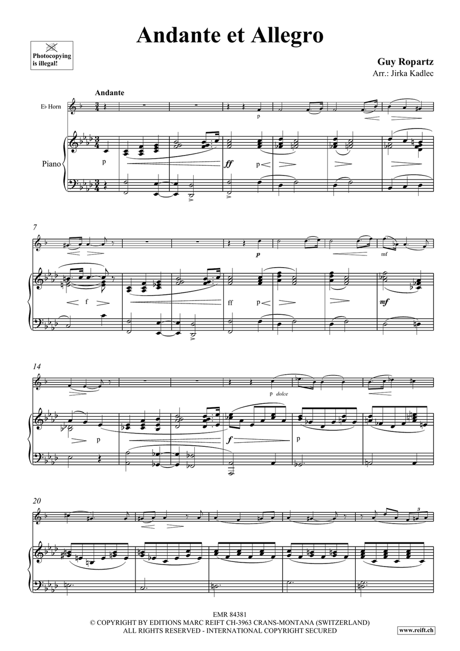 Andante et Allegro Andante et Allegro Horn scores gallery preview page 4
