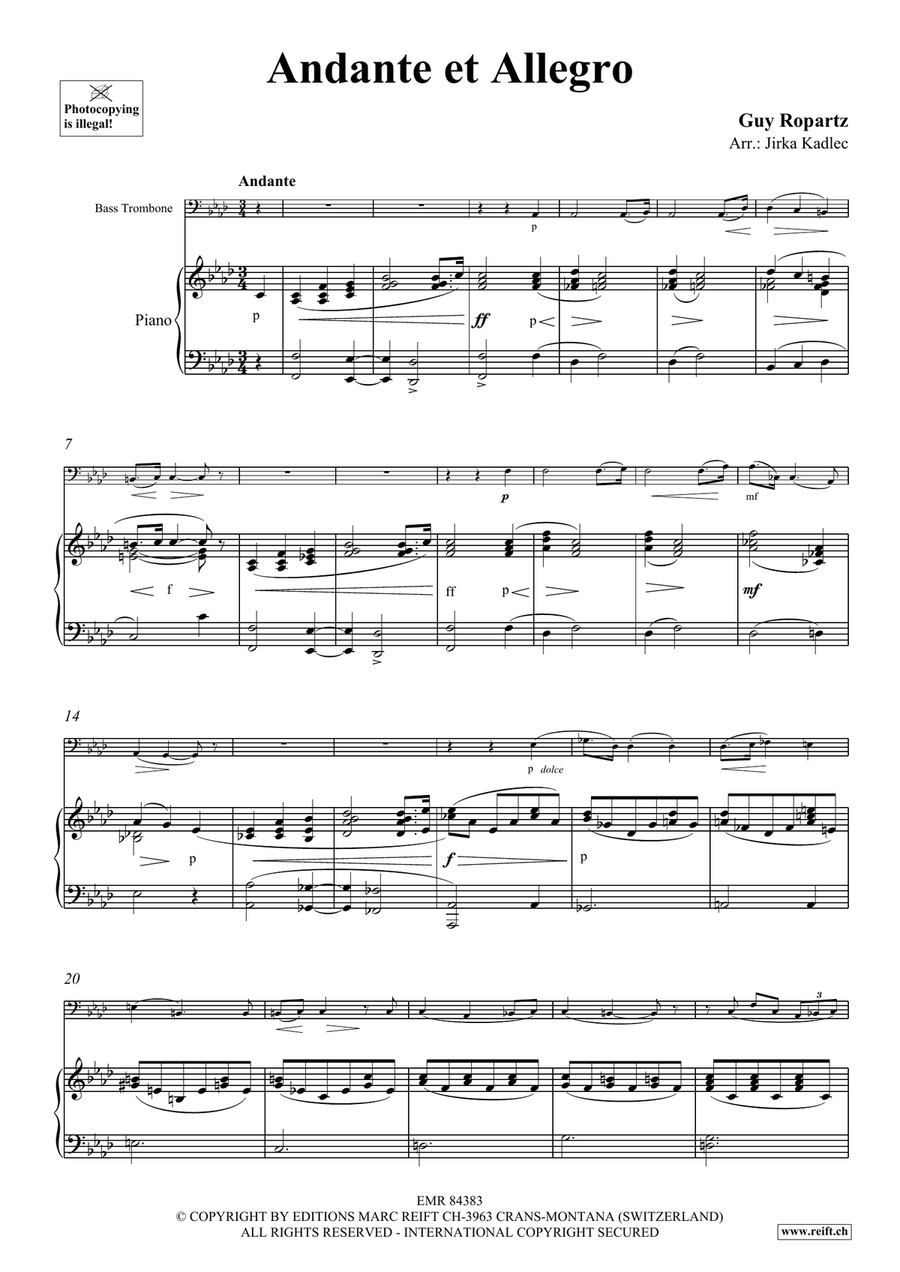 Andante et Allegro Andante et Allegro Bass Trombone scores gallery preview page 4