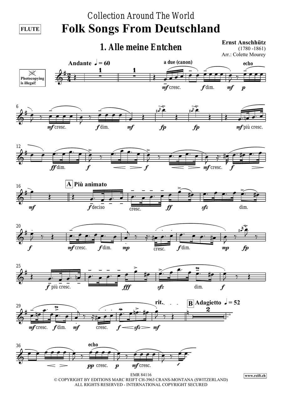 Folk Songs From Deutschland Flute Solo scores gallery preview page 3