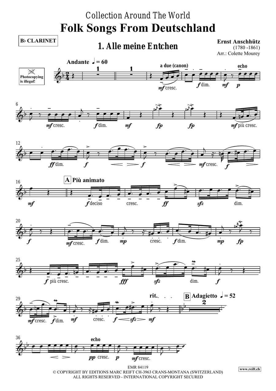 Folk Songs From Deutschland Clarinet Solo scores gallery preview page 3
