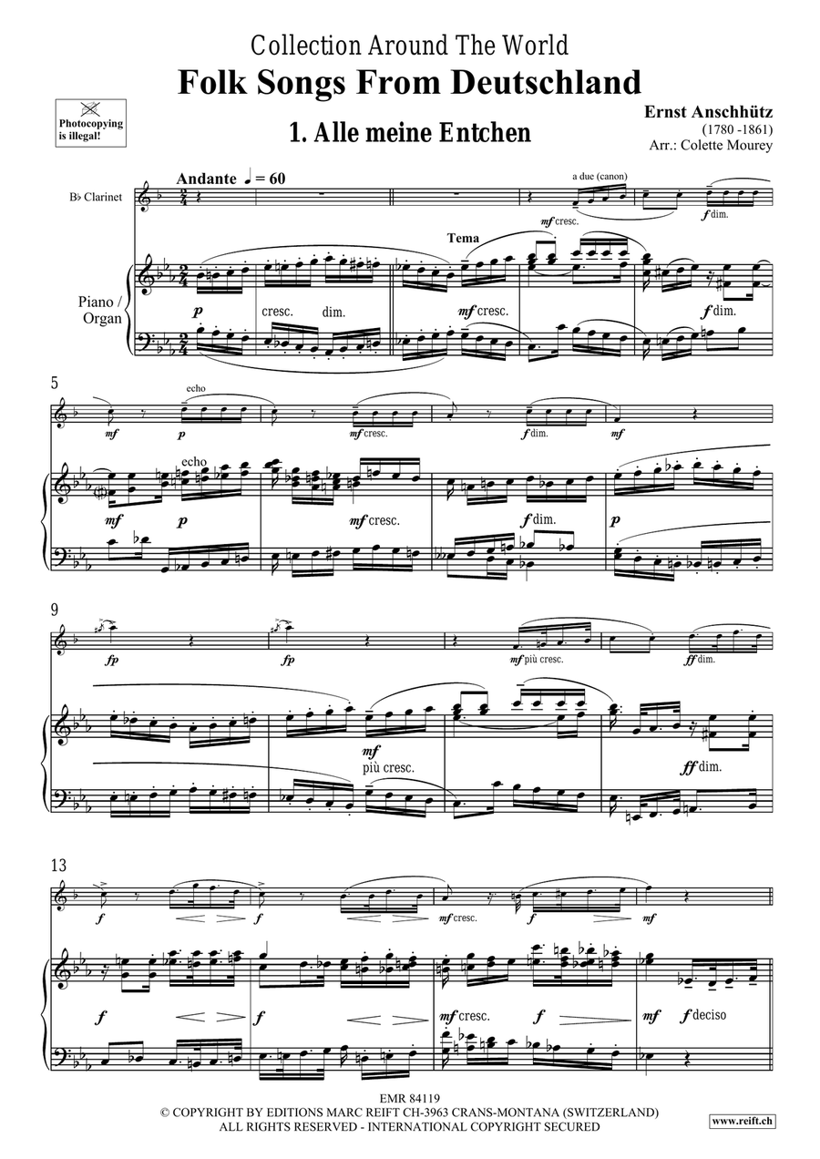 Folk Songs From Deutschland Clarinet Solo scores gallery preview page 4