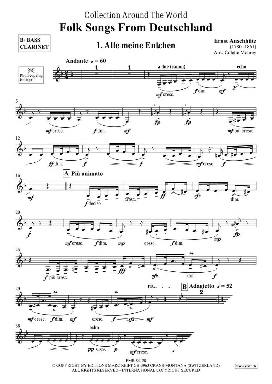 Folk Songs From Deutschland Bass Clarinet scores gallery preview page 3