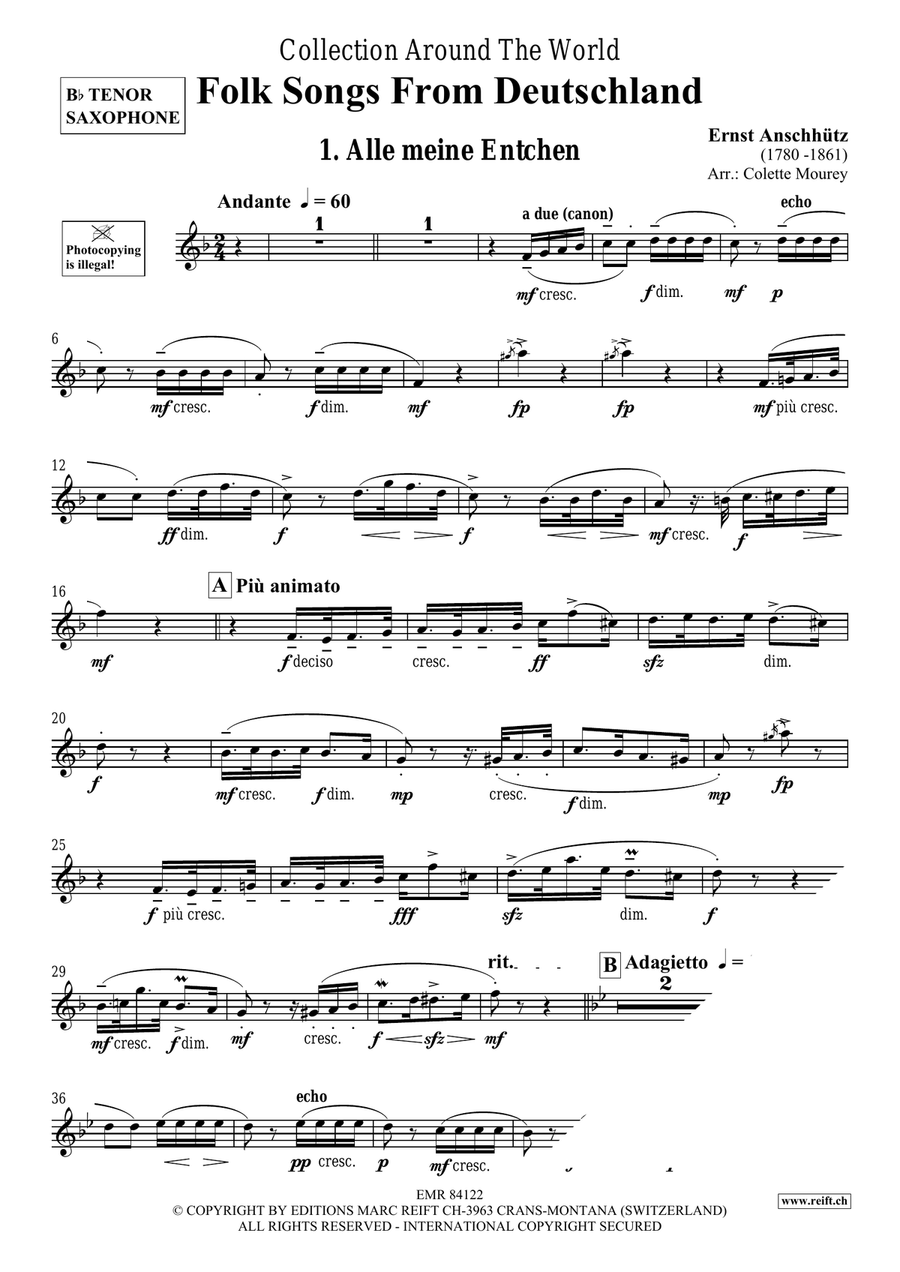 Folk Songs From Deutschland Tenor Saxophone scores gallery preview page 3