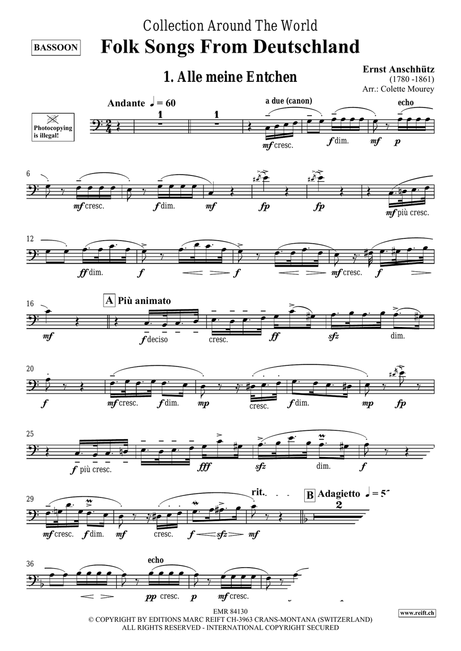 Folk Songs From Deutschland Bassoon Solo scores gallery preview page 3