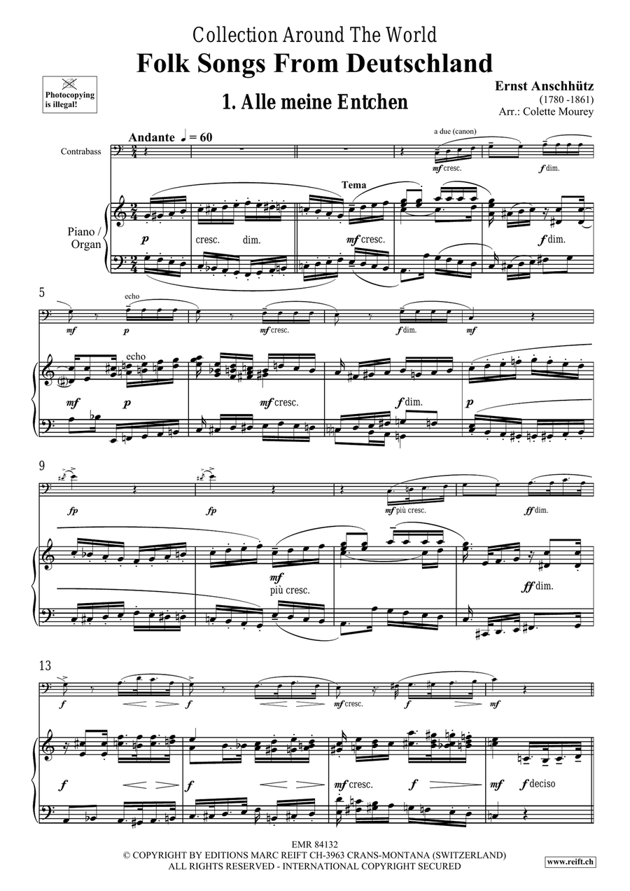 Folk Songs From Deutschland Double Bass scores gallery preview page 4