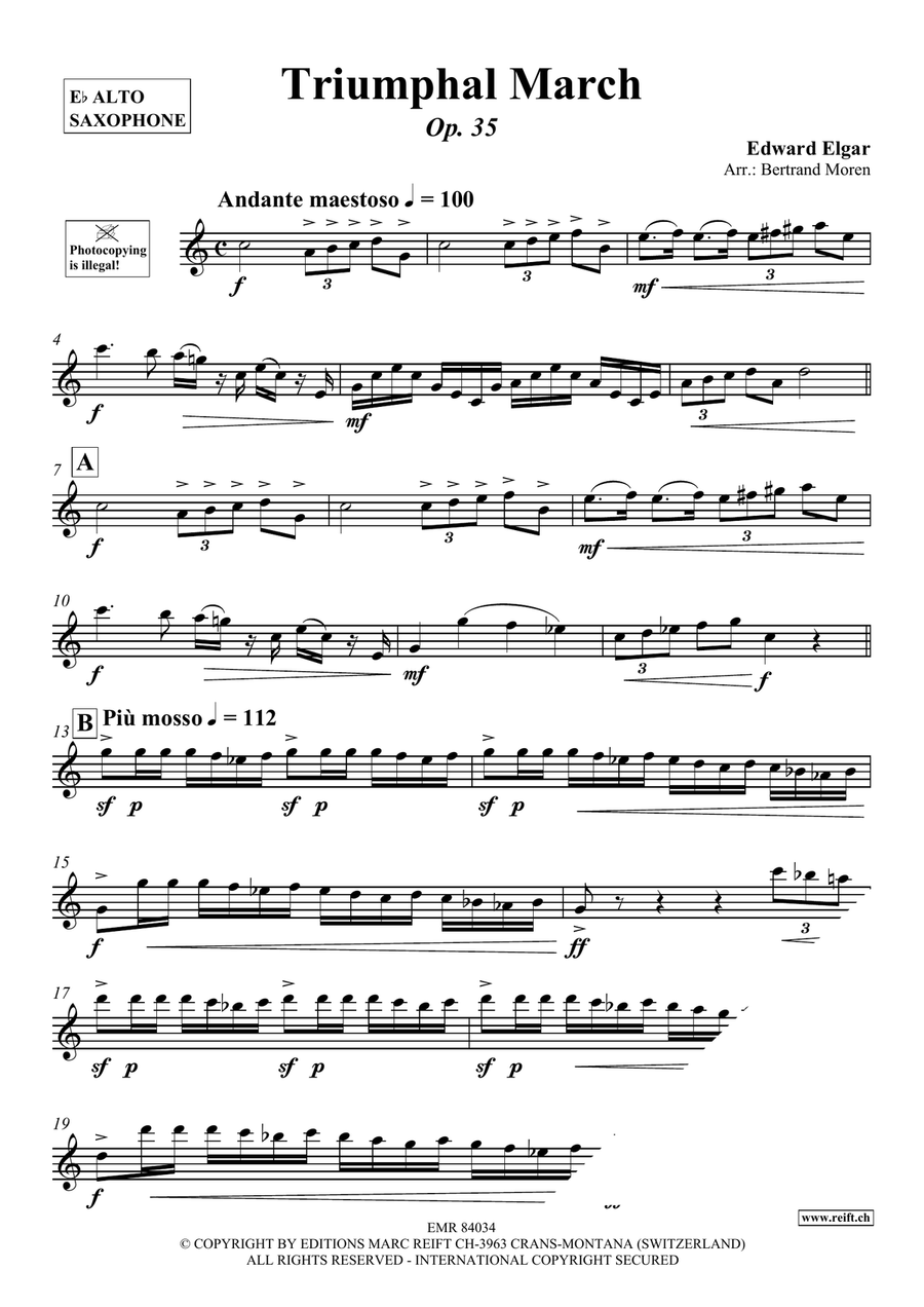 Triumphal March by Edward Elgar Alto Saxophone - Sheet Music page 3