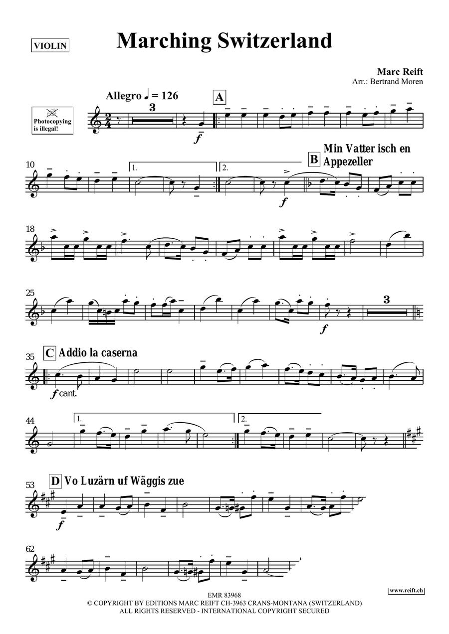 Marching Switzerland Marching Switzerland Violin Solo scores gallery preview page 4
