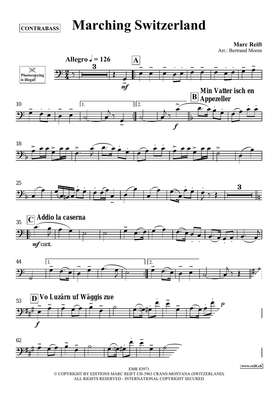 Marching Switzerland Marching Switzerland Double Bass scores gallery preview page 4