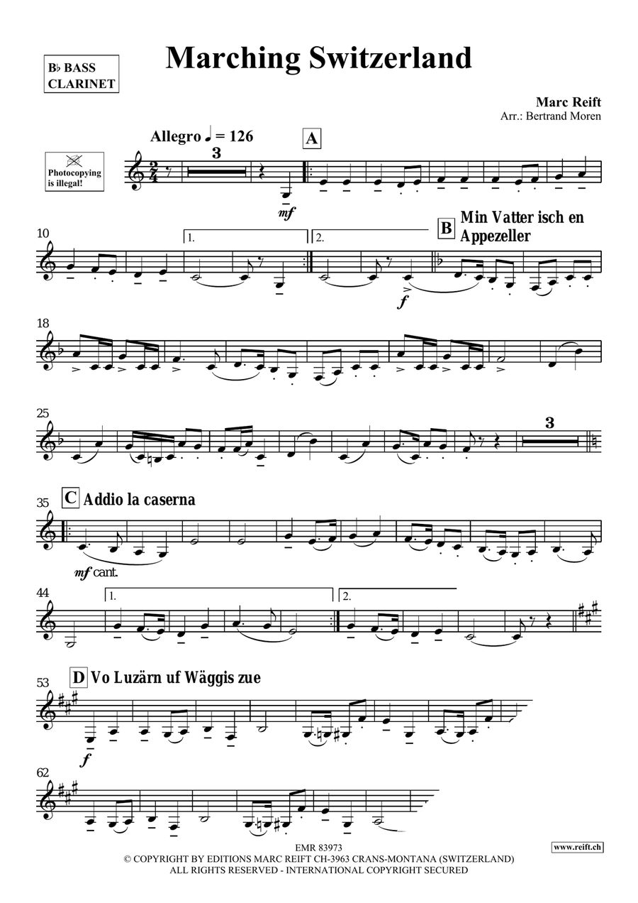 Marching Switzerland Marching Switzerland Bass Clarinet scores gallery preview page 4