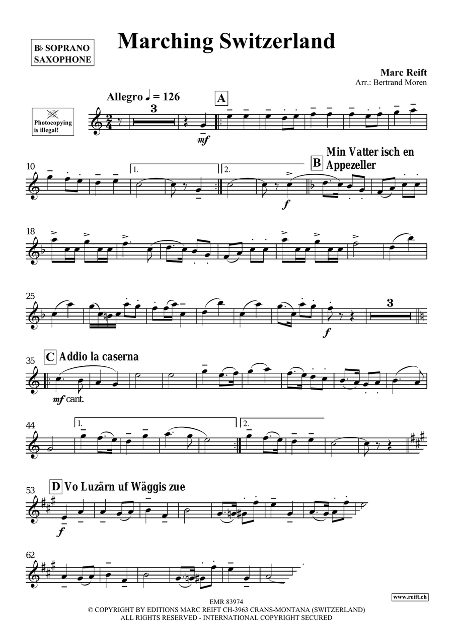 Marching Switzerland Marching Switzerland Soprano Saxophone scores gallery preview page 4