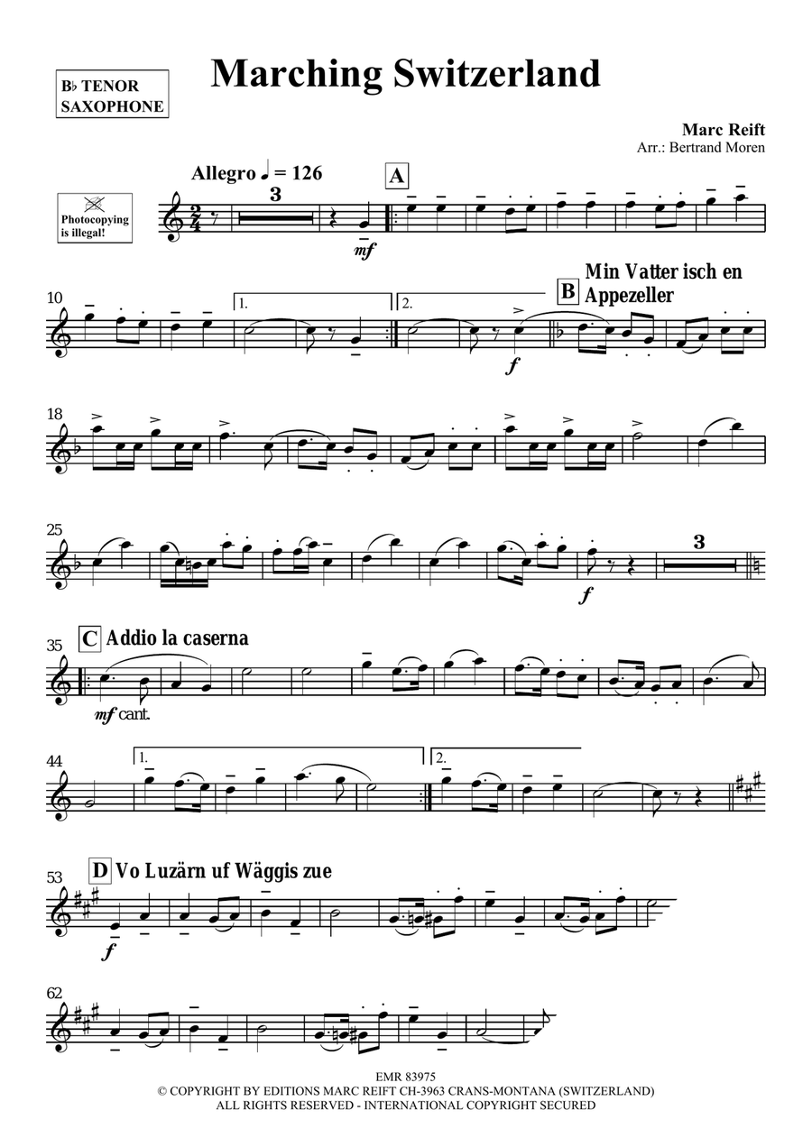 Marching Switzerland Marching Switzerland Tenor Saxophone scores gallery preview page 4