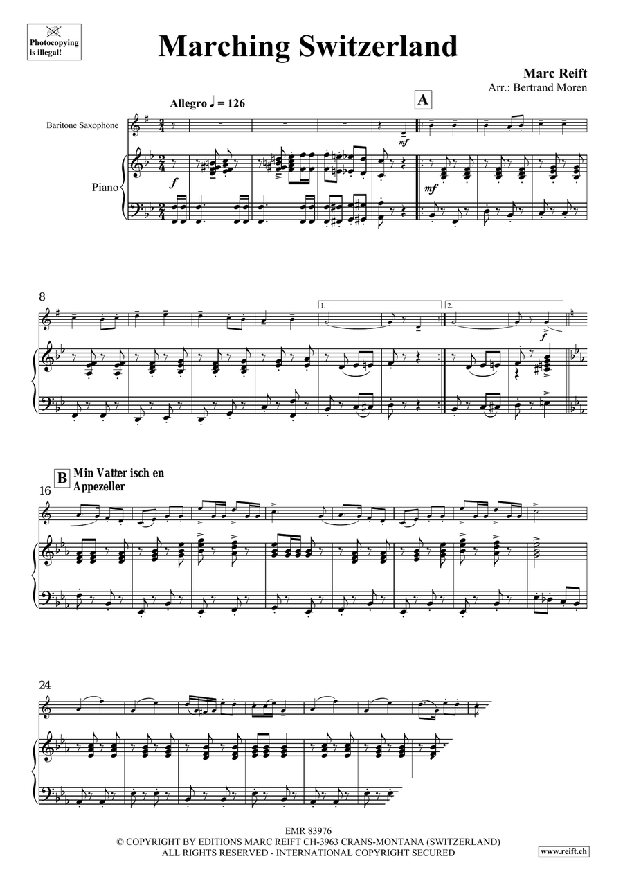 Marching Switzerland by Bertrand Moren Baritone Saxophone - Sheet Music page 5