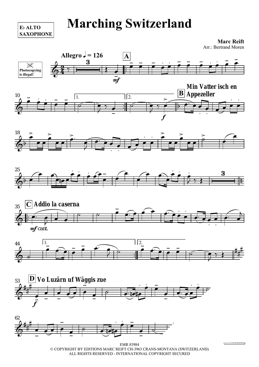 Marching Switzerland Marching Switzerland Alto Saxophone scores gallery preview page 4