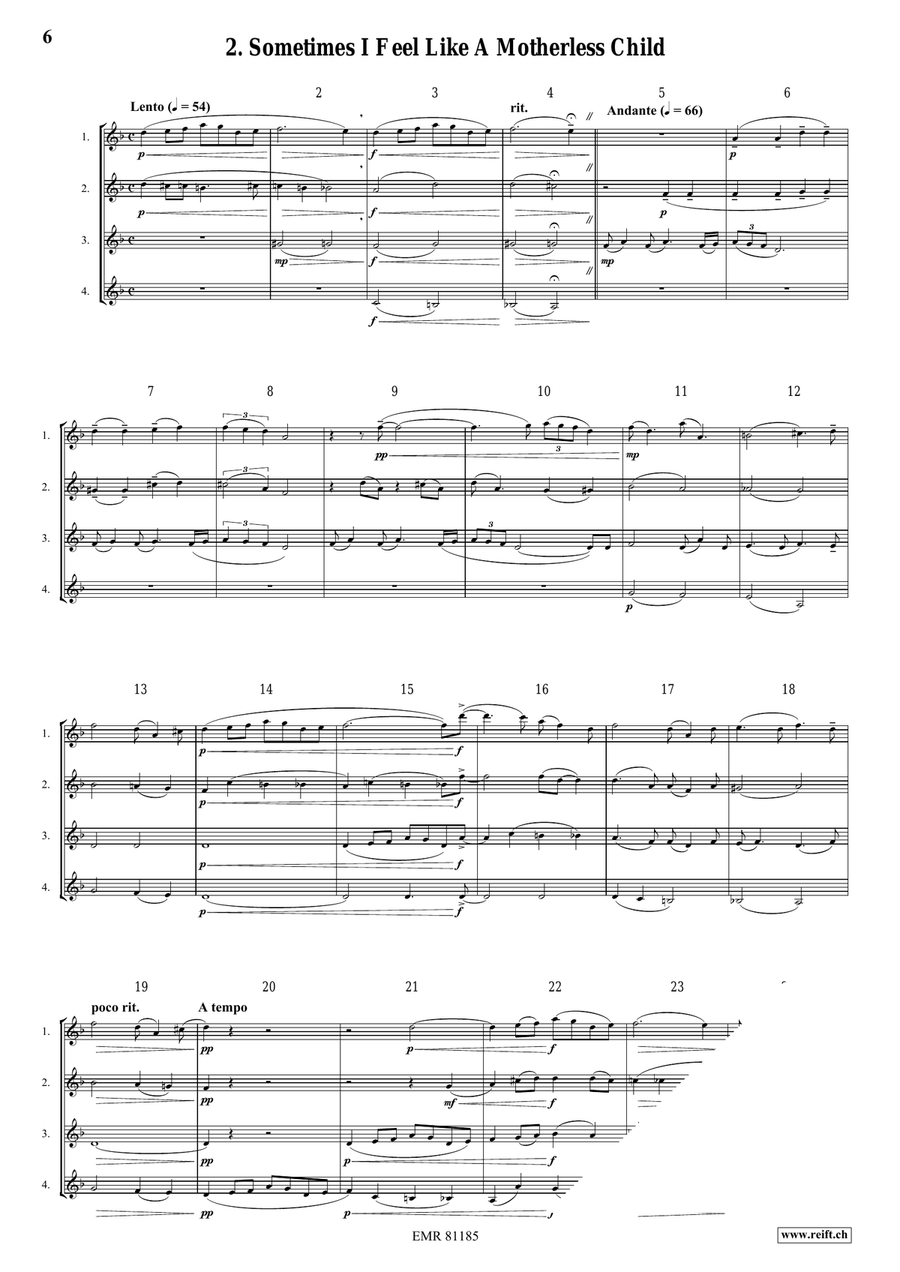 4 Spirituals 4 Spirituals Clarinet Quartet scores gallery preview page 4