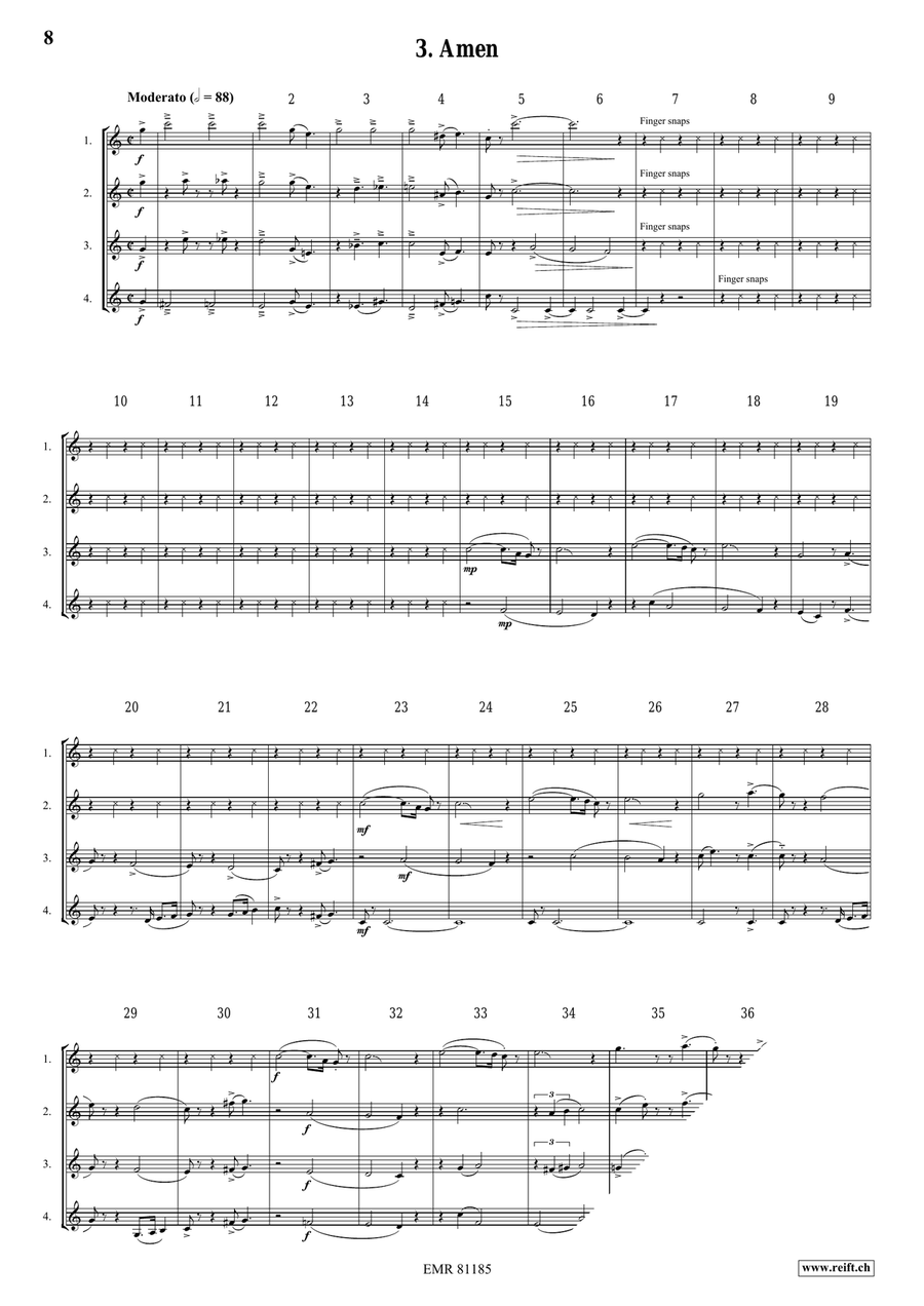 4 Spirituals 4 Spirituals Clarinet Quartet scores gallery preview page 5