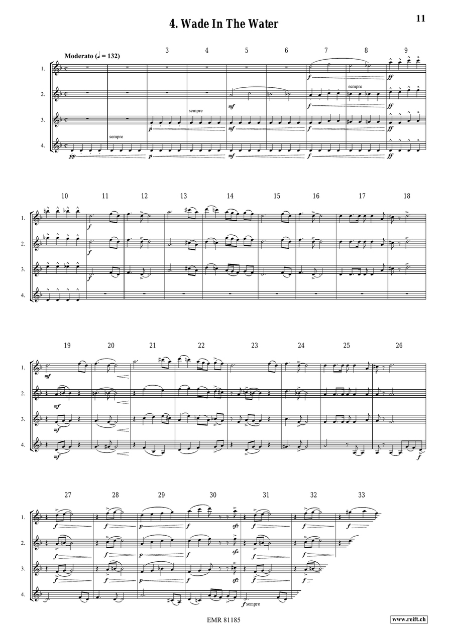 4 Spirituals 4 Spirituals Clarinet Quartet scores gallery preview page 6