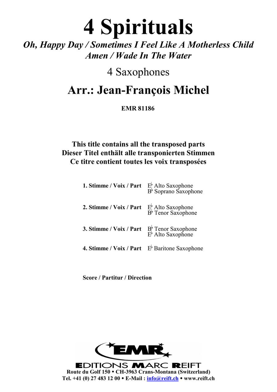 4 Spirituals 4 Spirituals Saxophone Quartet scores gallery preview page 2