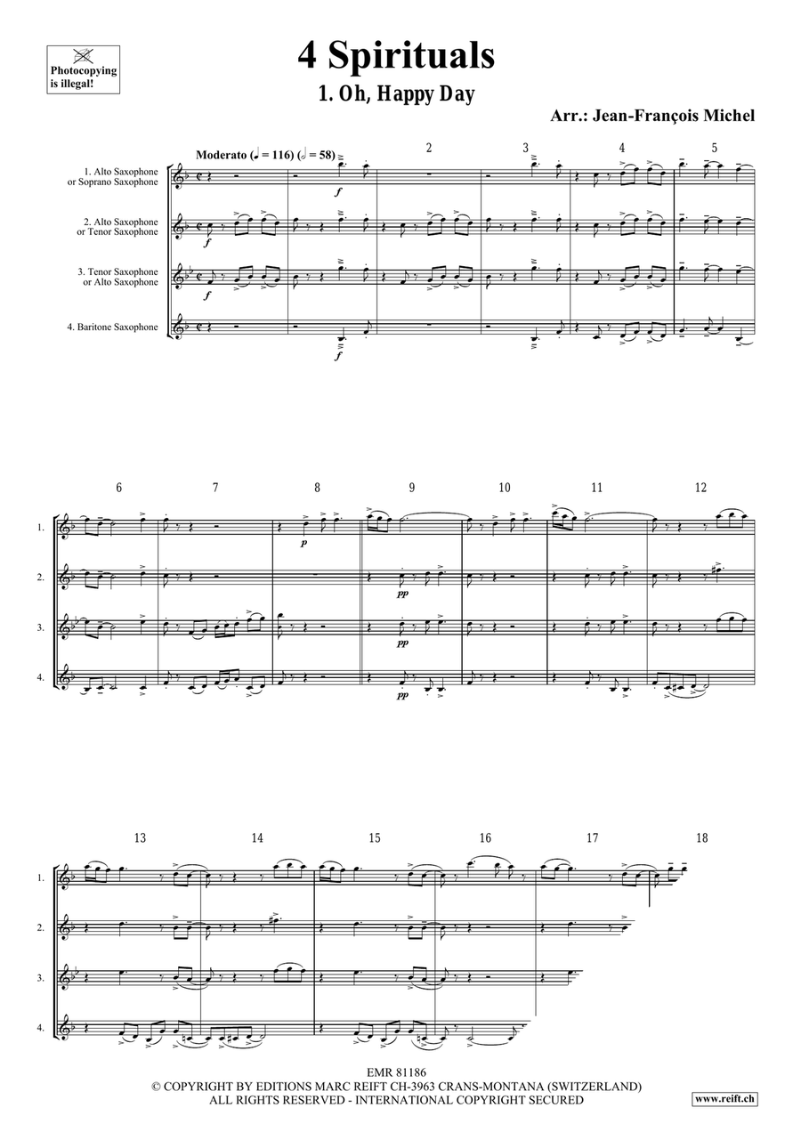 4 Spirituals 4 Spirituals Saxophone Quartet scores gallery preview page 3