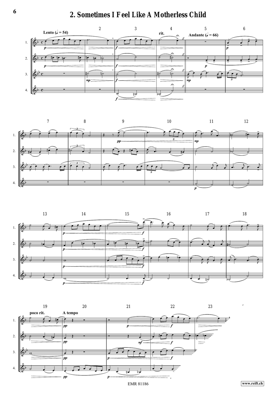 4 Spirituals 4 Spirituals Saxophone Quartet scores gallery preview page 4