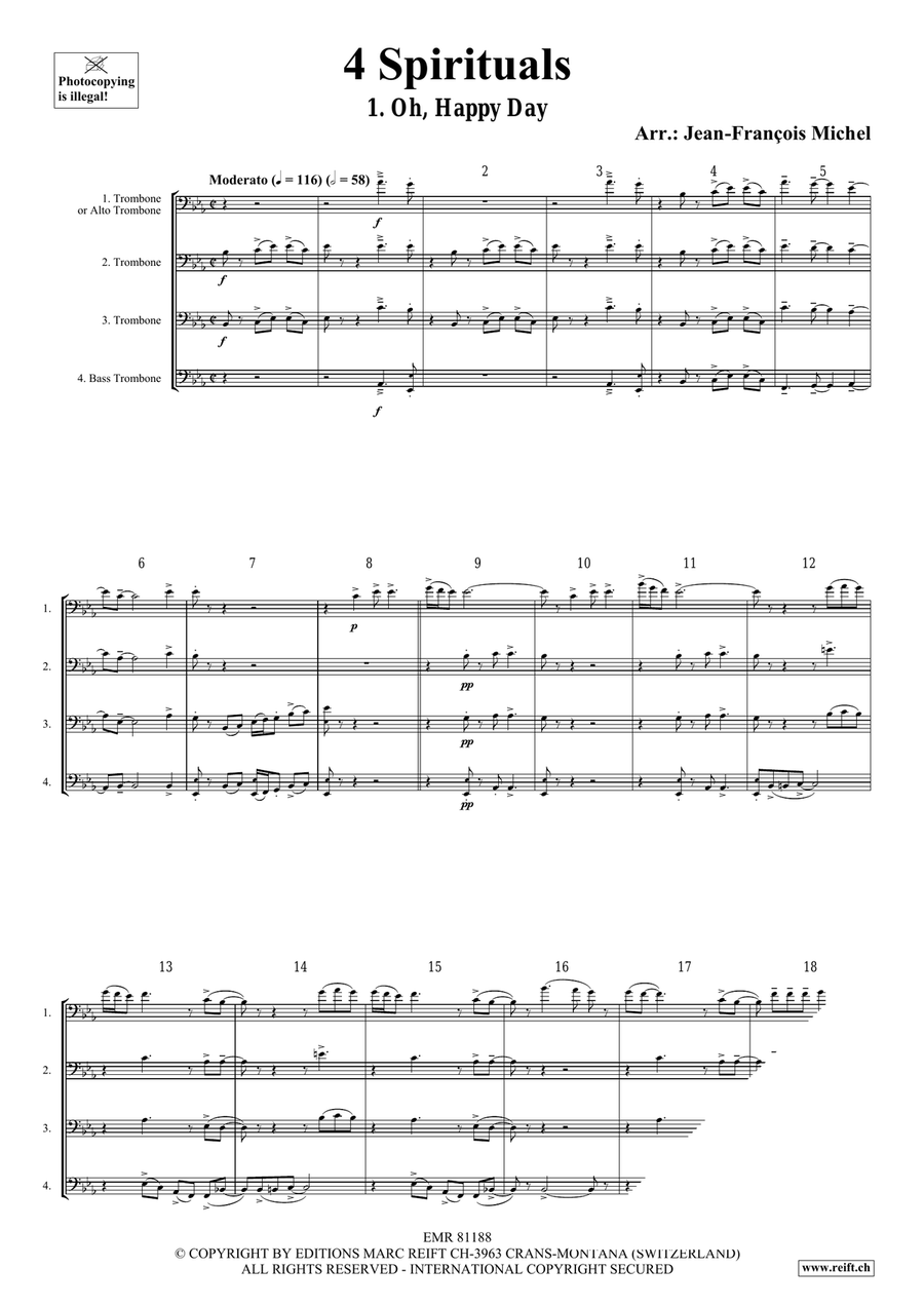 4 Spirituals 4 Spirituals Trombone Quartet scores gallery preview page 3