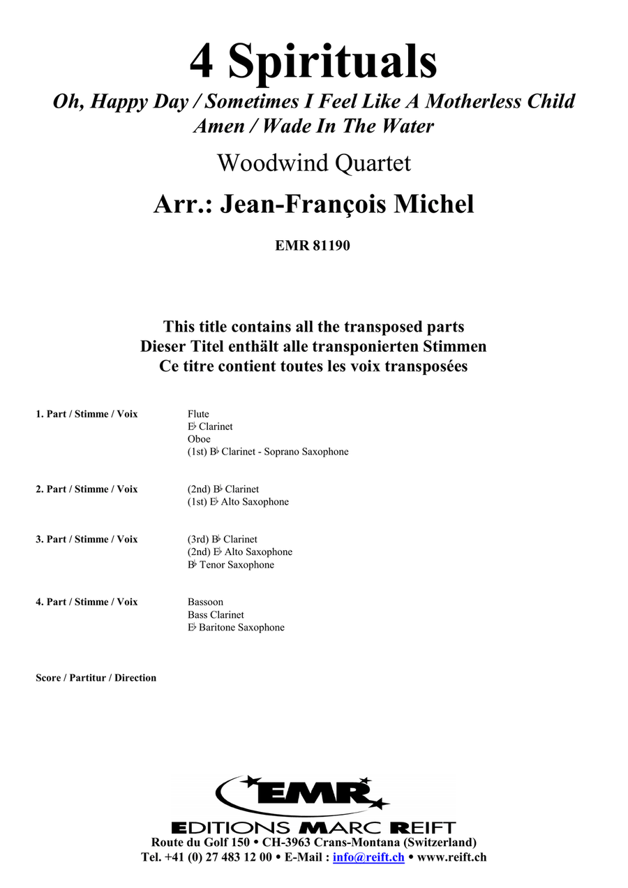4 Spirituals 4 Spirituals Woodwind Quartet scores gallery preview page 2