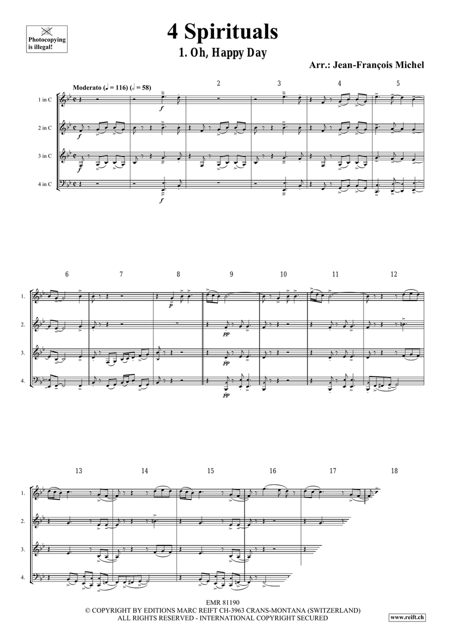 4 Spirituals 4 Spirituals Woodwind Quartet scores gallery preview page 3