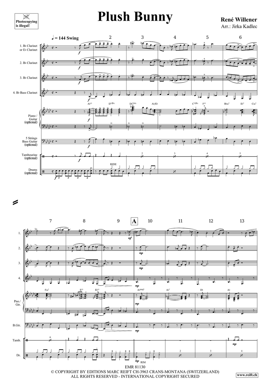 Plush Bunny by Jirka Kadlec Clarinet Quartet - Sheet Music page 4