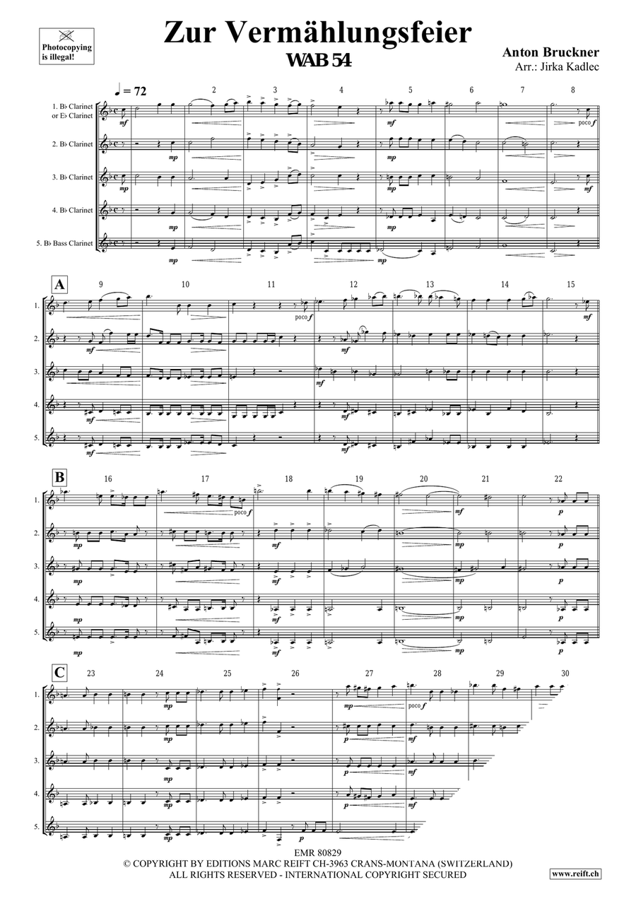 Zur Vermählungsfeier Zur Vermählungsfeier Clarinet Quintet scores gallery preview page 3