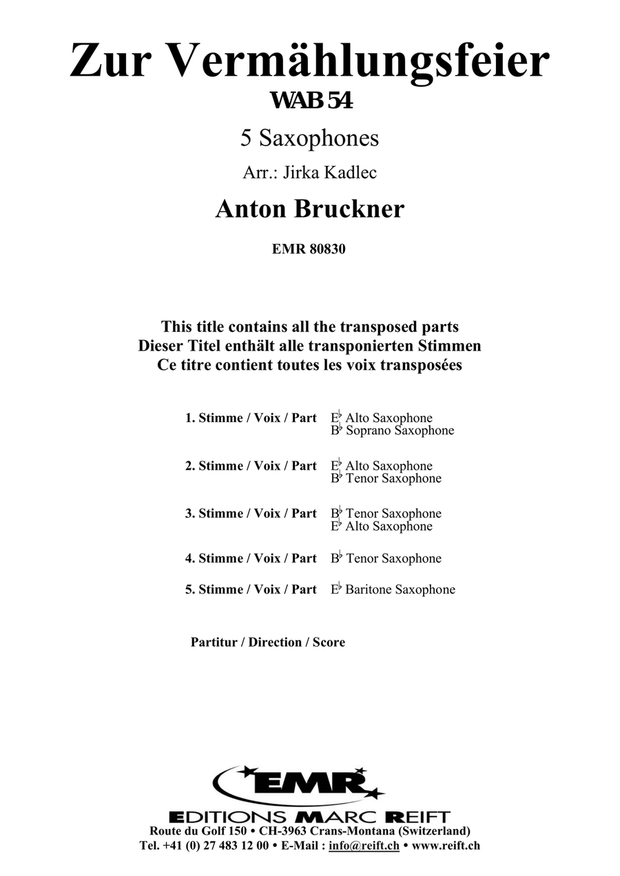 Zur Vermählungsfeier Zur Vermählungsfeier Saxophone Quintet scores gallery preview page 2