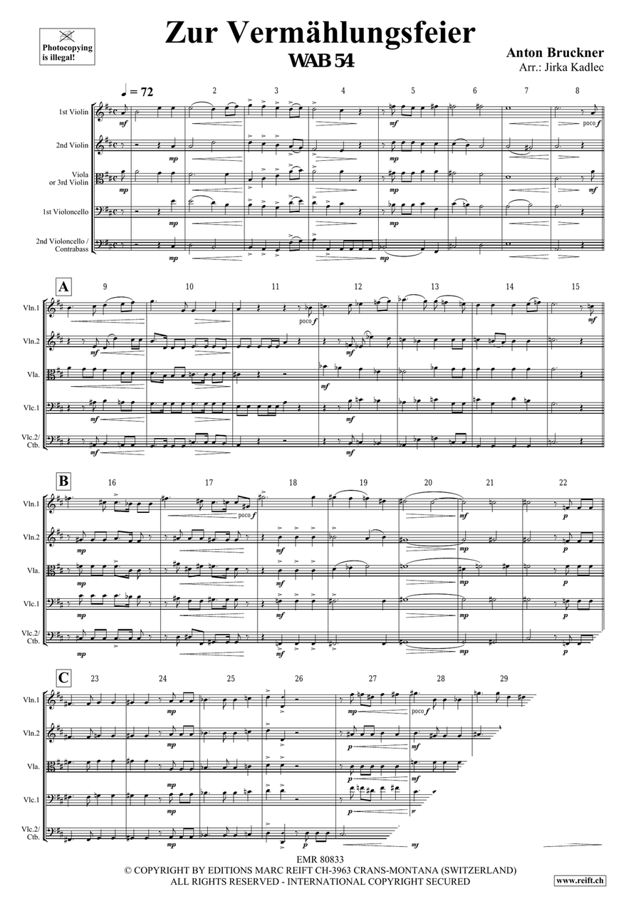 Zur Vermählungsfeier Zur Vermählungsfeier String Quintet scores gallery preview page 3