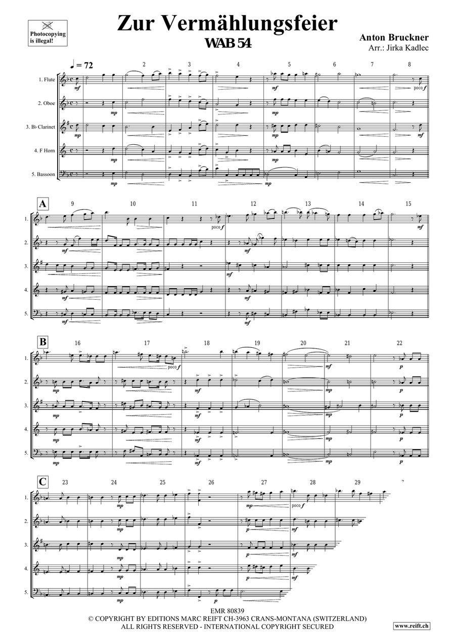 Zur Vermählungsfeier Zur Vermählungsfeier Woodwind Quintet scores gallery preview page 3