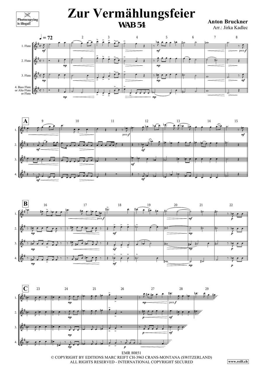 Zur Vermählungsfeier Zur Vermählungsfeier Flute Quartet scores gallery preview page 3