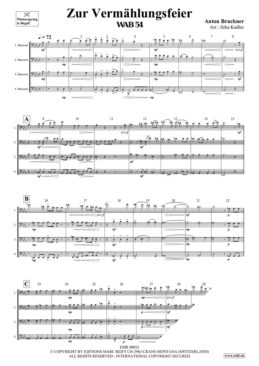 Zur Vermählungsfeier Zur Vermählungsfeier Bassoon Quartet scores gallery preview page 3