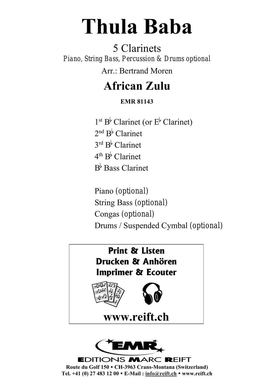 Thula Baba Thula Baba Clarinet Quintet scores gallery preview page 2